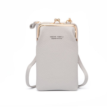 Slim Faux Leather Crossbody Phone Bag Pouch - Kiss Lock Mini Wallet Purse